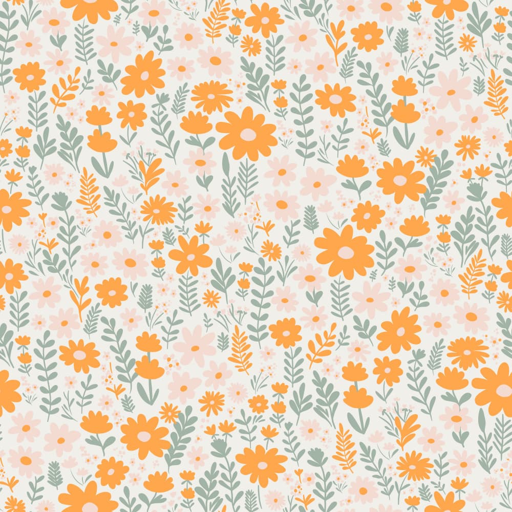 Whimsical Orange Daisy Meadow by Alexandra Weise — canvas wall art