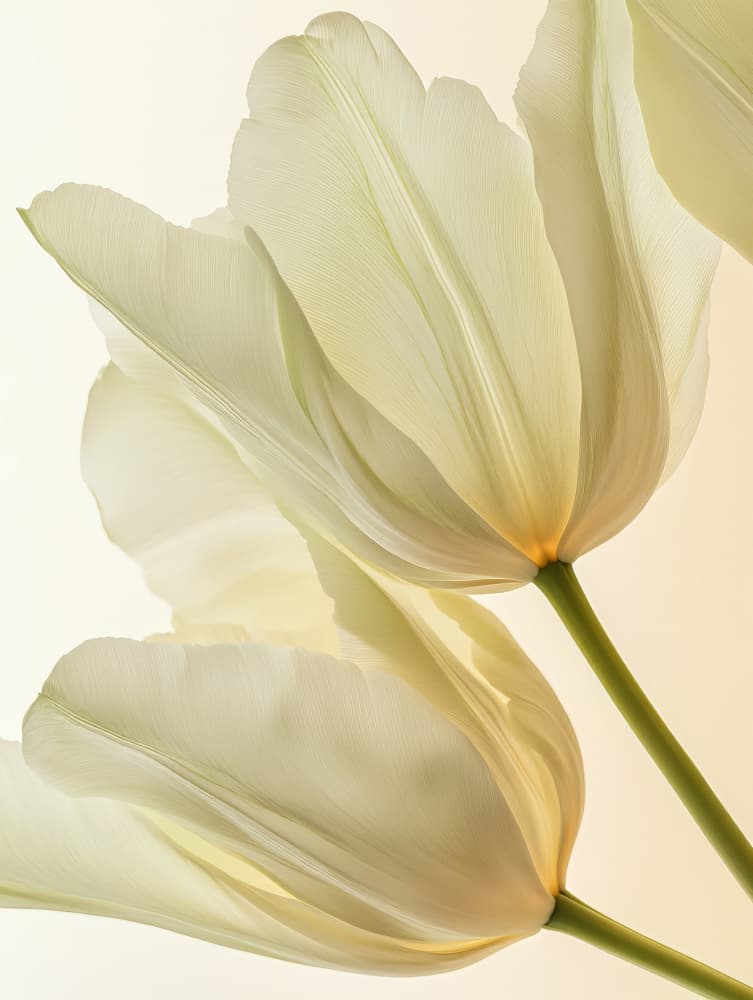 White Tulips Soft Glow by Bilge Paksoylu — canvas wall art