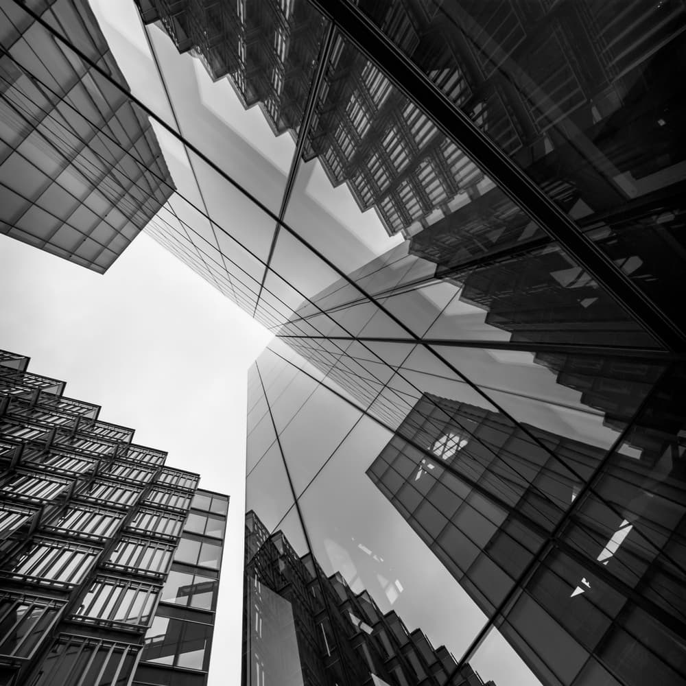 Geometric City Reflections by Ahmed Thabet — canvas wall art