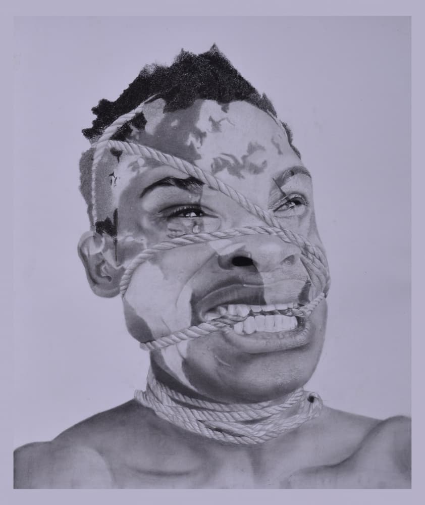 Bound Man's Struggle by Ojenike Oladapo — canvas wall art
