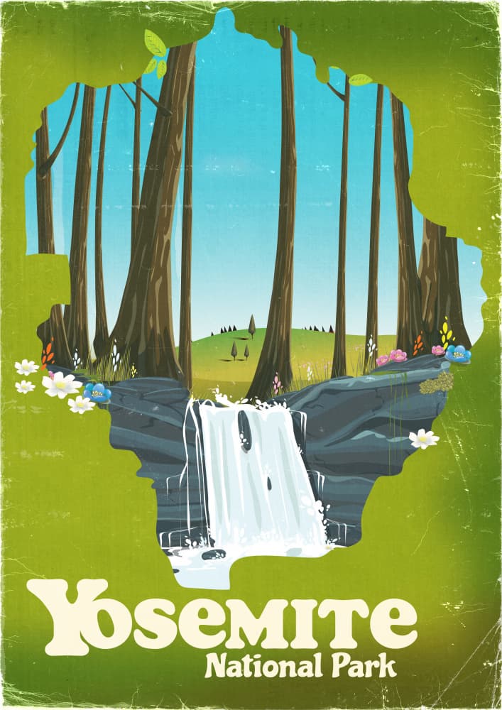 Yosemite Forest Waterfall by Nicholas — canvas wall art