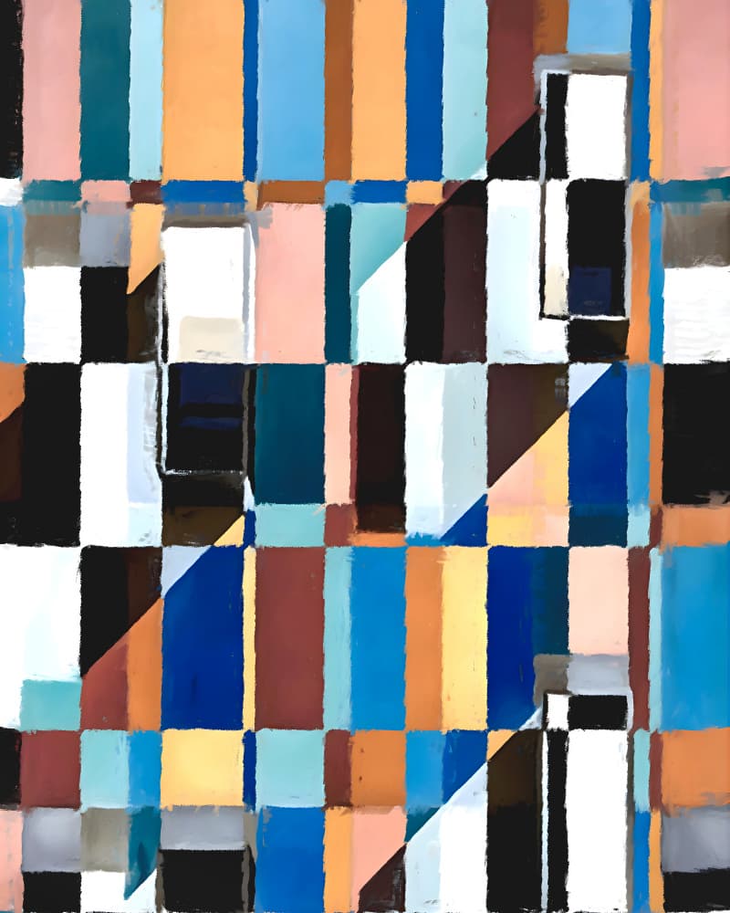 Colorful Geometric Blocks by Uma Gokhale — canvas wall art