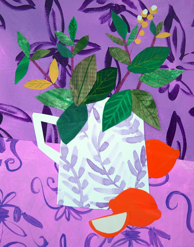 Purple Lemon Still Life by Shelley Hampe — canvas wall art