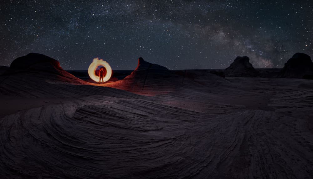 Glowing Figure Under Stars by YANGYING — canvas wall art