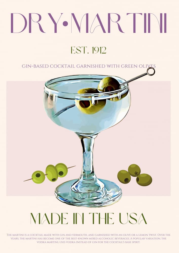 Dry Martini Classic by Nazma Khokhar — canvas wall art