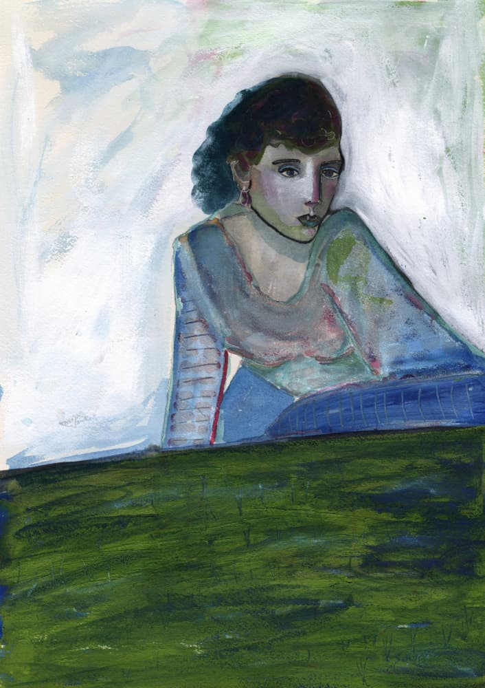 Pensive Woman Portrait by Sharyn Bursic — canvas wall art