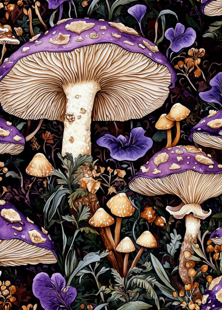Magical Mushroom Forest by Justyna Jaszke — canvas wall art
