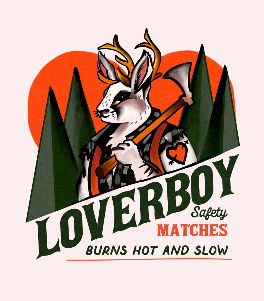 Loverboy Safety Matches Jackalope Lumberjack by The Whiskey Ginger — canvas wall art