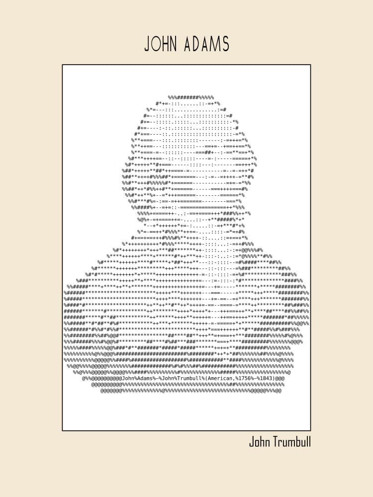 John Adams ASCII Portrait by Doa Project — canvas wall art