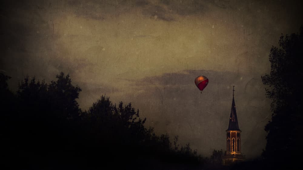 Hot Air Balloon Twilight by Marie-anne Stas — canvas wall art