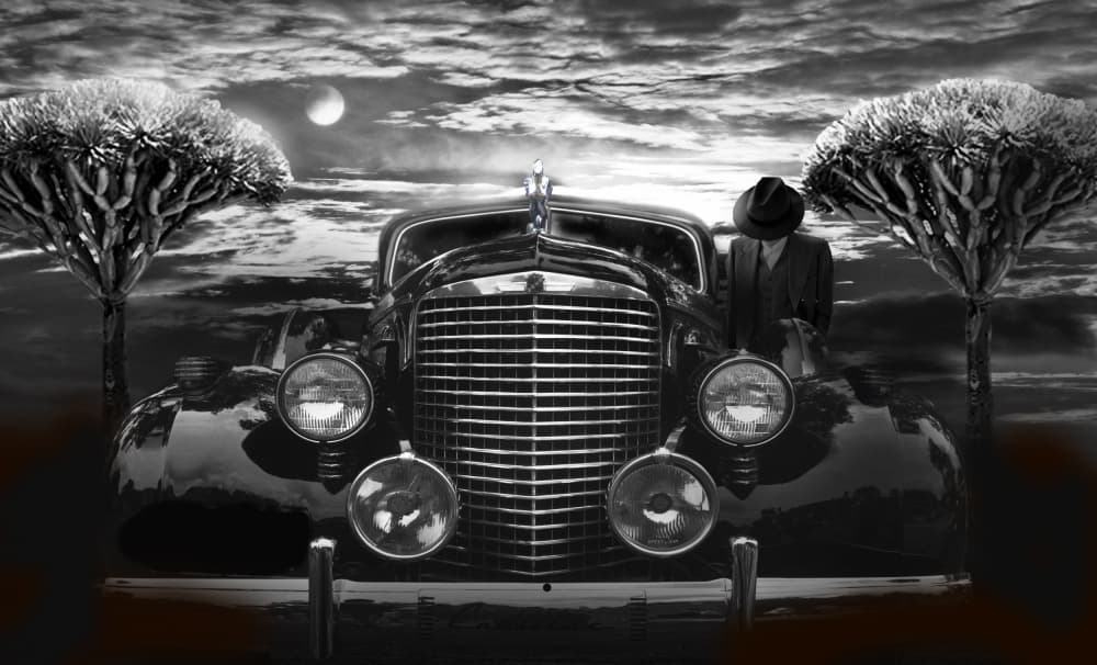 Vintage Car Moonlight by LARRY BUTTERWORTH — canvas wall art