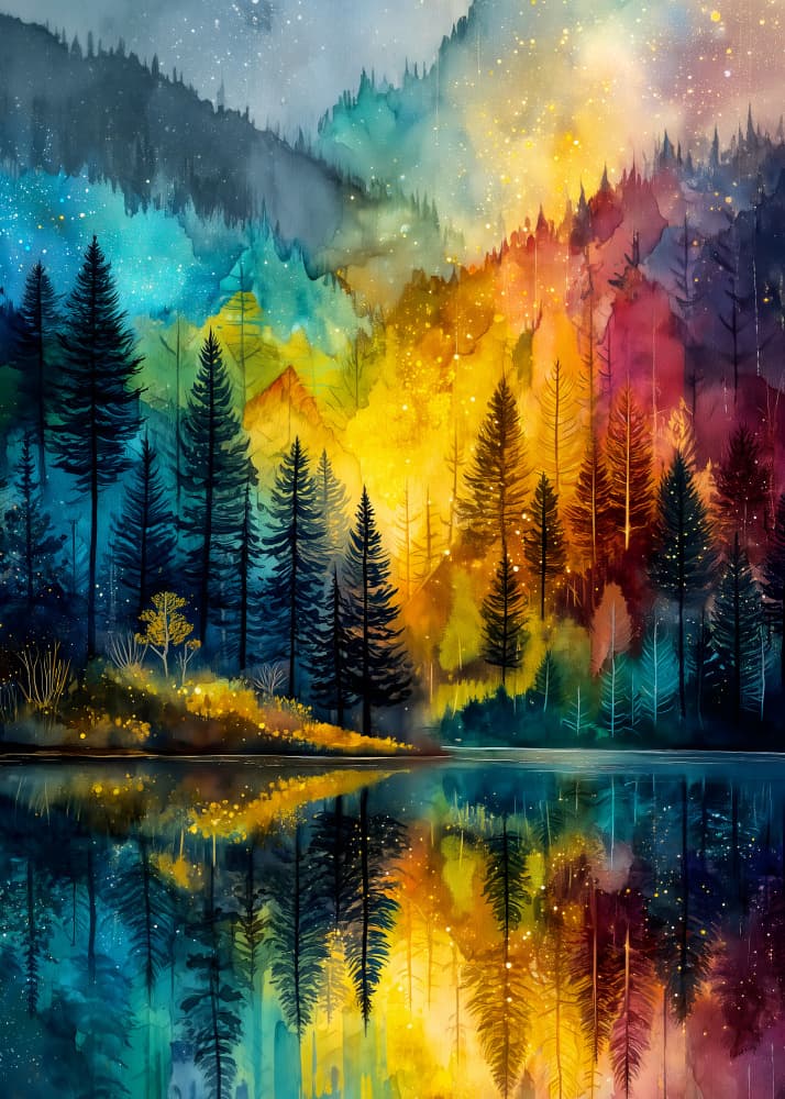 Fairy forest and lake by Justyna Jaszke — canvas wall art