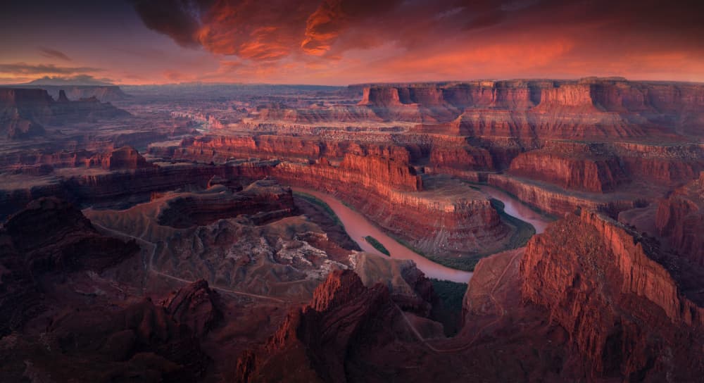 Dramatic Canyon River Sunset by Karol Nienartowicz — canvas wall art