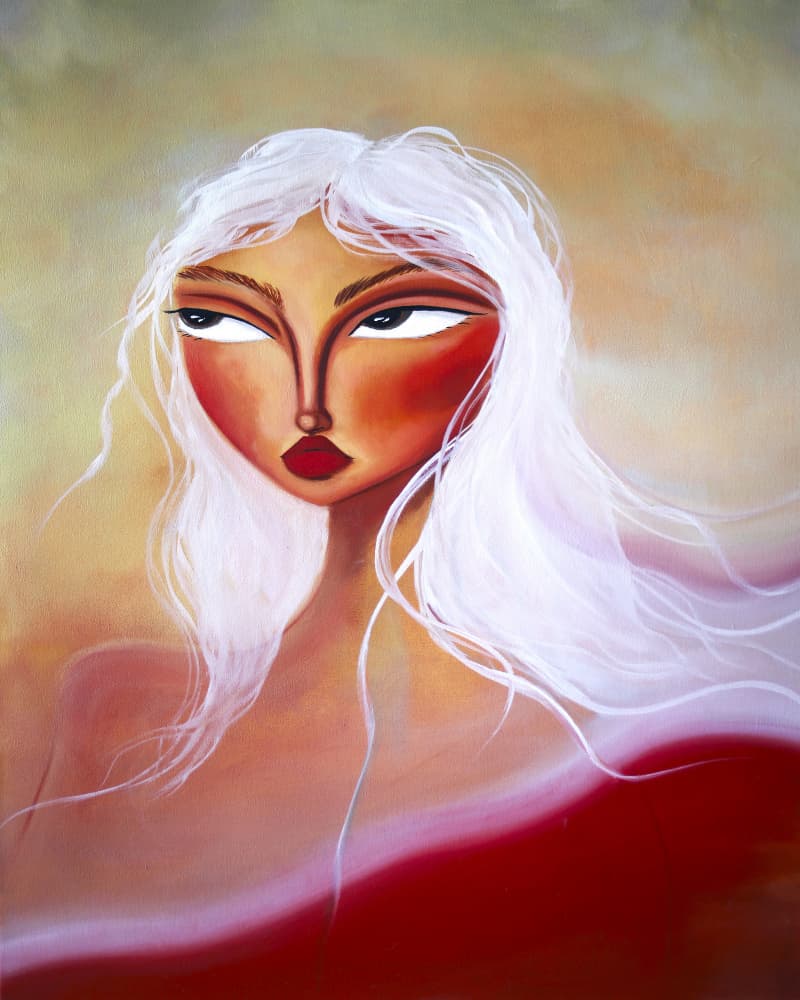 Striking White Hair Portrait by Amy Straley — canvas wall art
