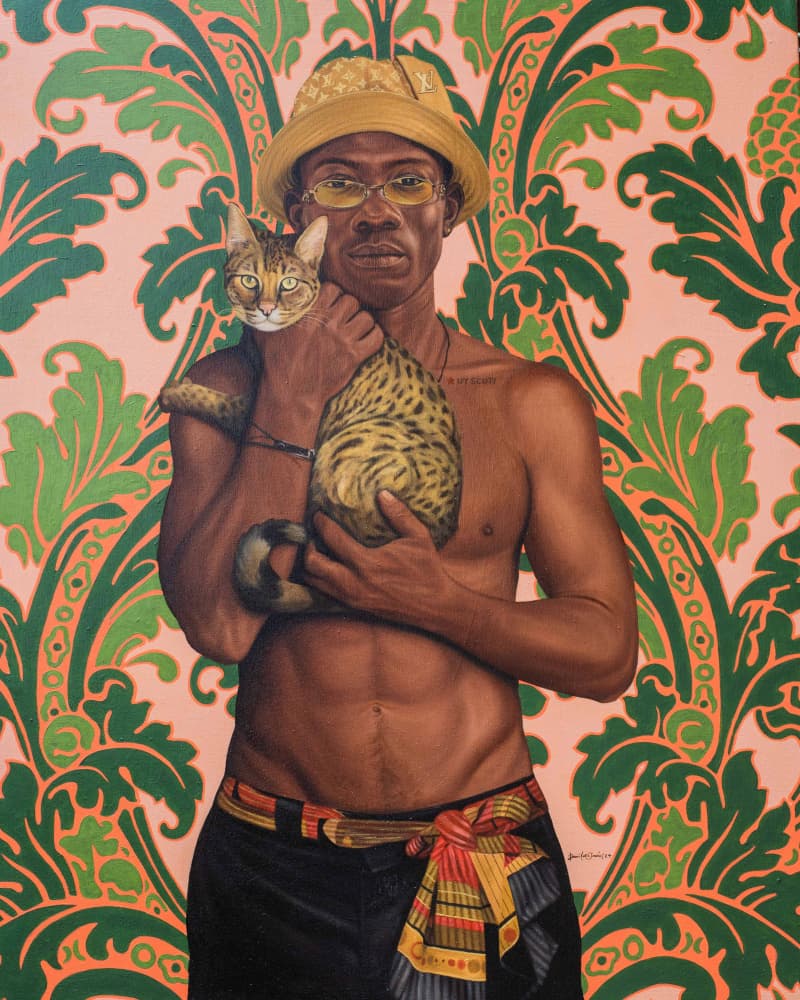 Confident Man With Cat by Damilare Jamiu — canvas wall art