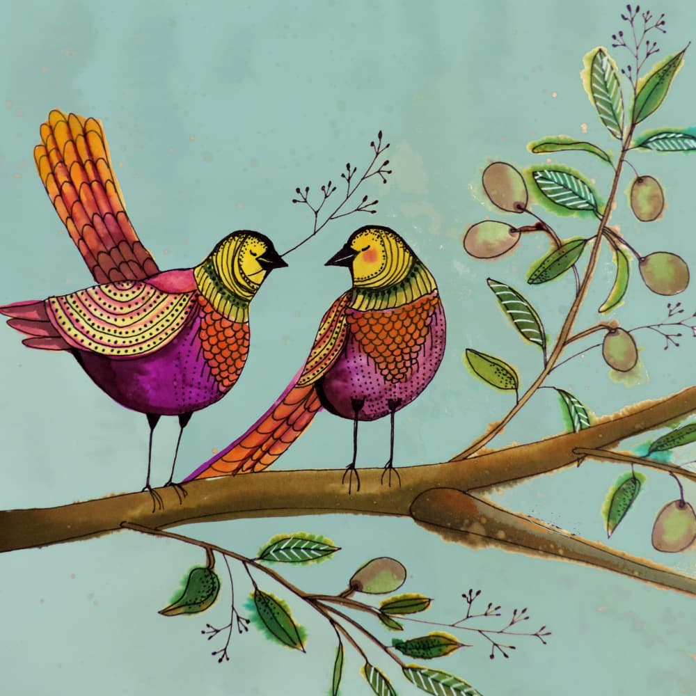Colorful Love Birds by Sylvie Demers — canvas wall art