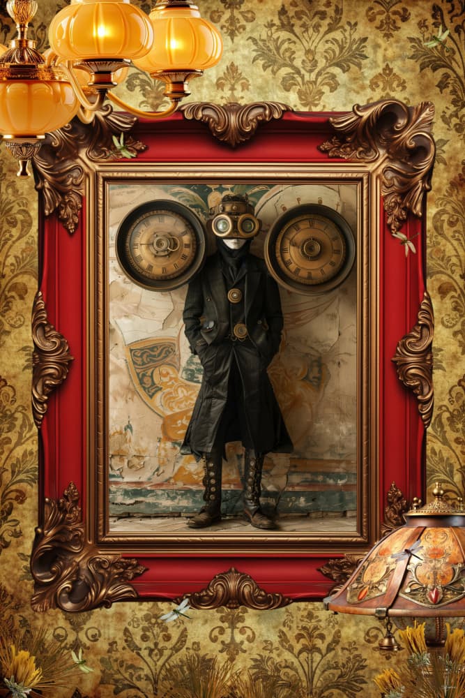Steampunk Masked Portrait by Sue Skellern — canvas wall art