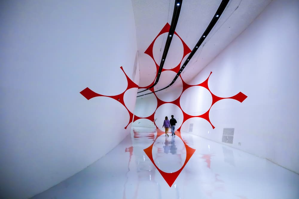 Red Geometric Tunnel by Shin Woo Ryu — canvas wall art