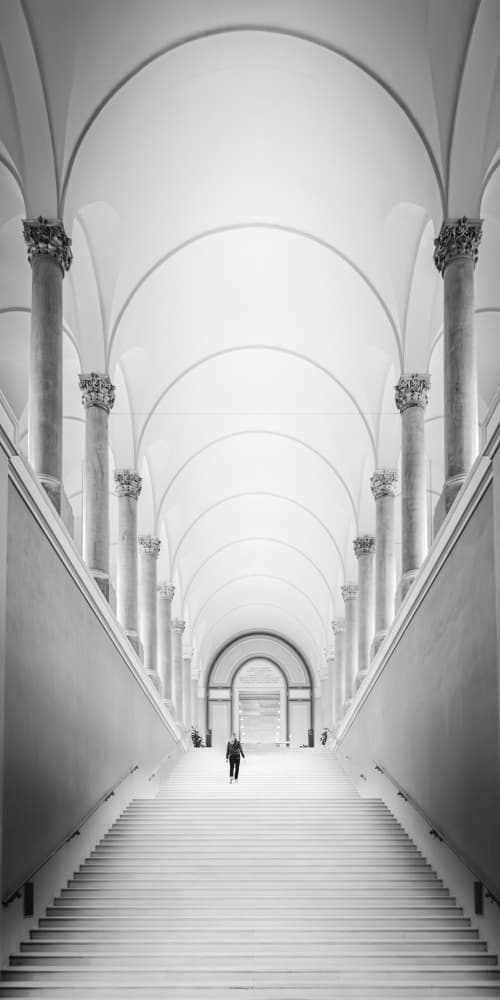 Sweeping Museum Staircase by Andy Dauer — canvas wall art