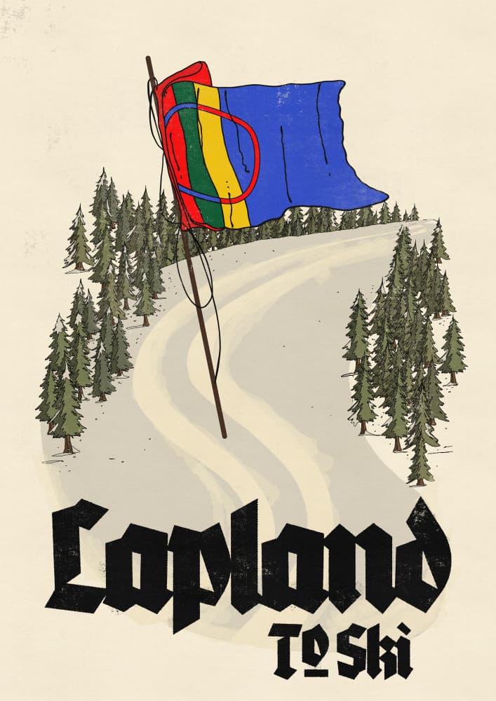 Lapland Ski Flag by Nicholas — canvas wall art