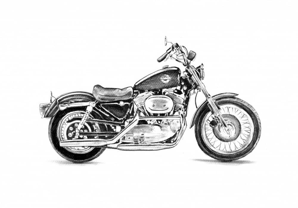 Classic Motorcycle Drawing by Kulik — canvas wall art