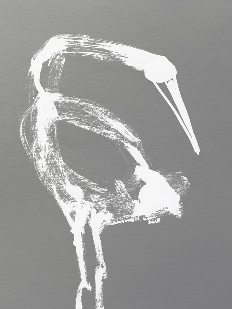 Minimalist White Heron by Santhosh ch — canvas wall art