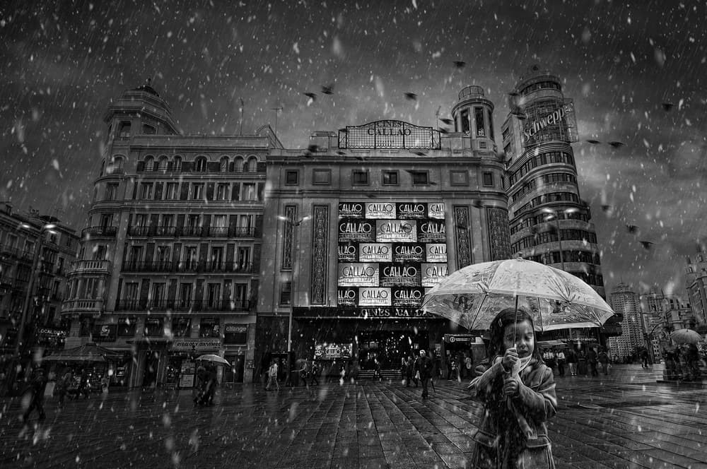 Rainy Day City Girl by Jose C. Lobato — canvas wall art
