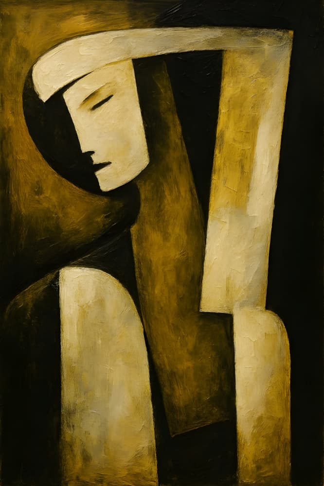 Golden Abstract Woman by HUGO — canvas wall art