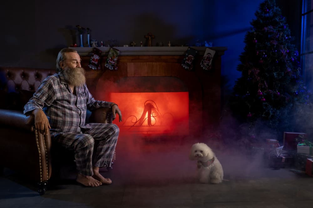 Santa's Cozy Christmas by Sally Widjaja — canvas wall art