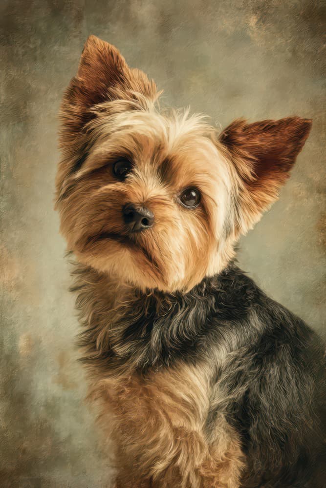 Charming Yorkie Portrait by Rafal Kulik — canvas wall art