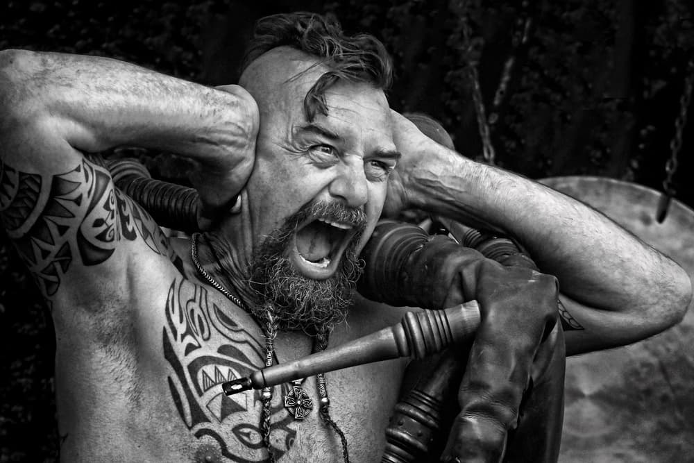 Screaming Bagpiper by Lus Joosten — canvas wall art