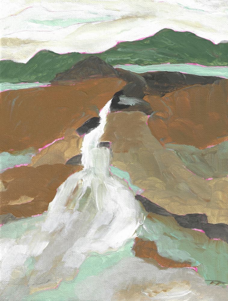 Abstract Mountain Waterfall by Nikita Jariwala — canvas wall art
