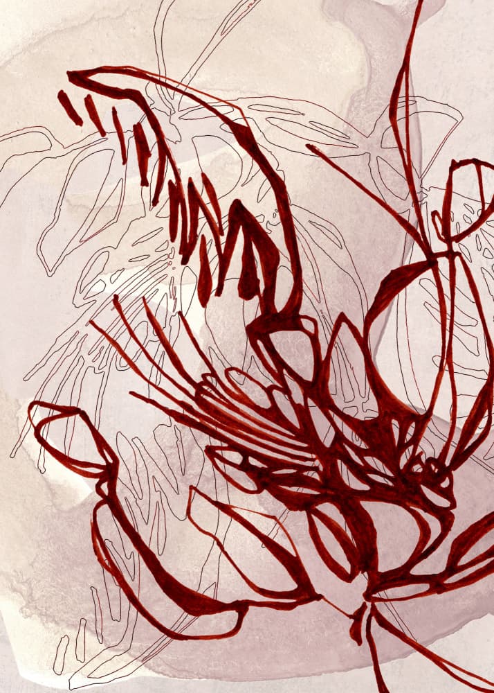 Red Organic Bloom by Jenja Braun — canvas wall art