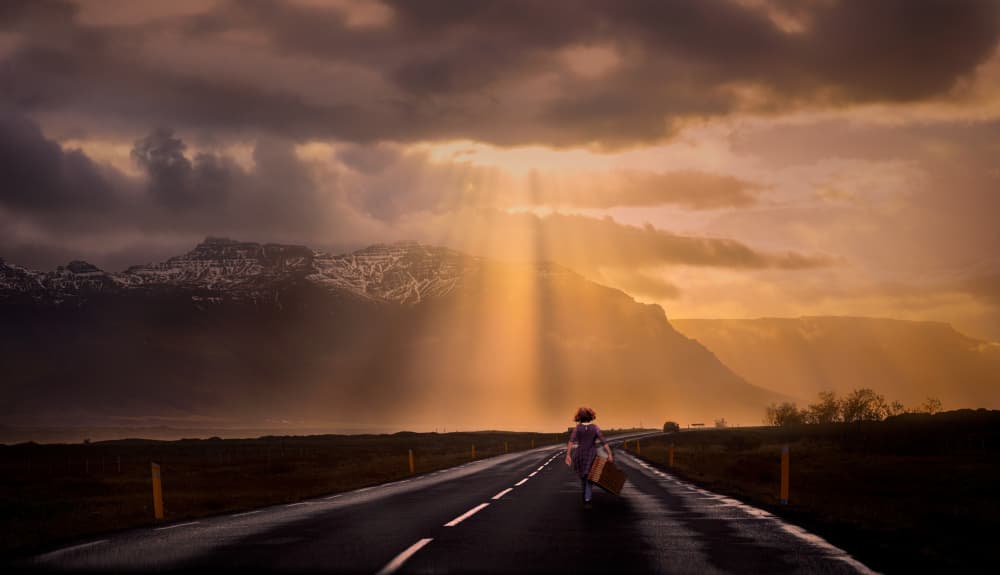 Solitary Road Journey by Mirjam Delrue — canvas wall art