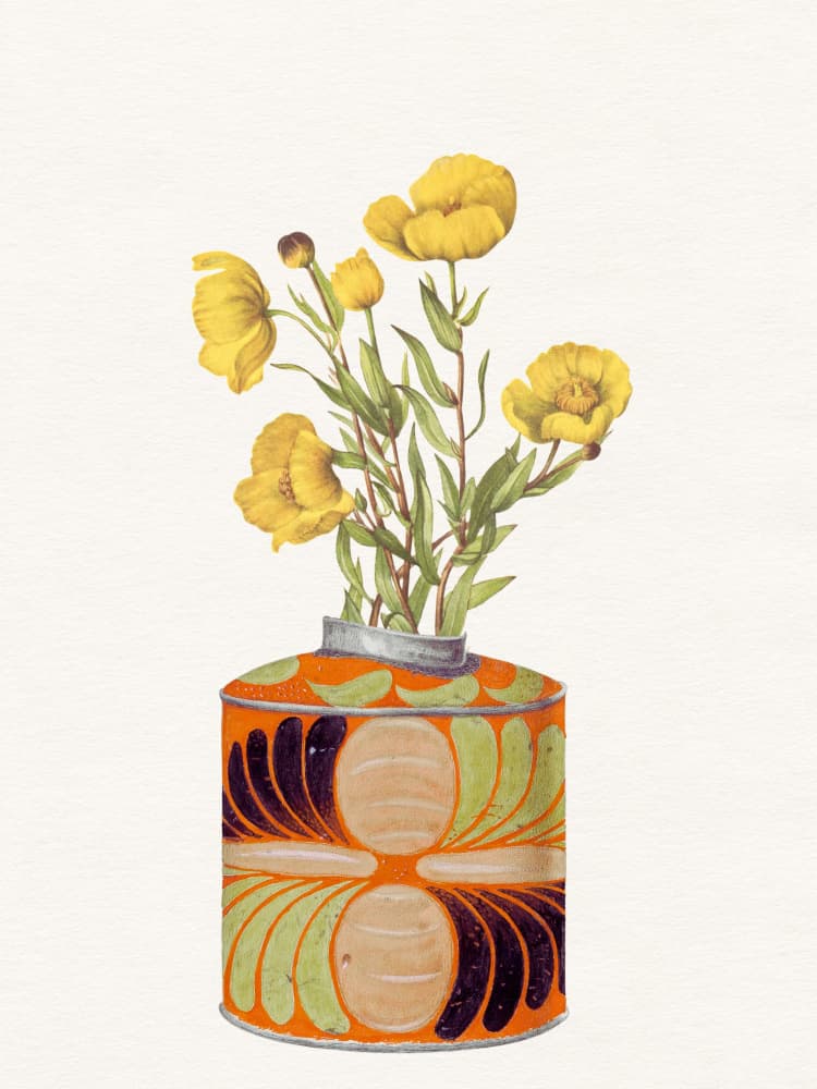 Yellow Flowers Orange Vase by Wild Violets — canvas wall art