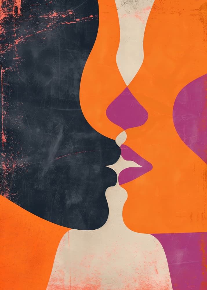 Passionate Abstract Kiss by Andreas Magnusson — canvas wall art