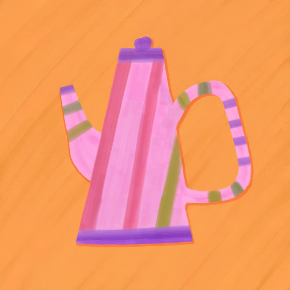 Colorful Striped Teapot by Aliya Putrus — canvas wall art