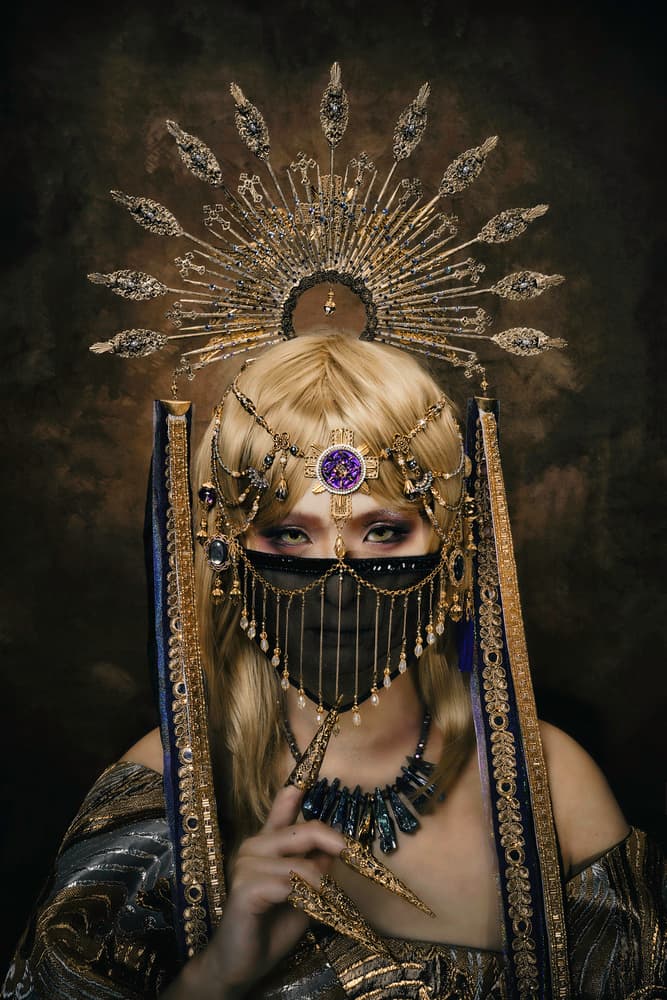 Golden Veiled Queen by KOIKI — canvas wall art