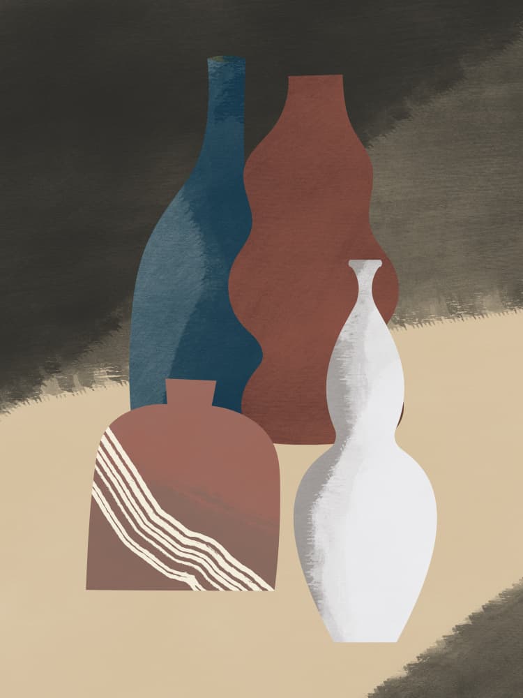Abstract Ceramic Vessels by Little Dean — canvas wall art