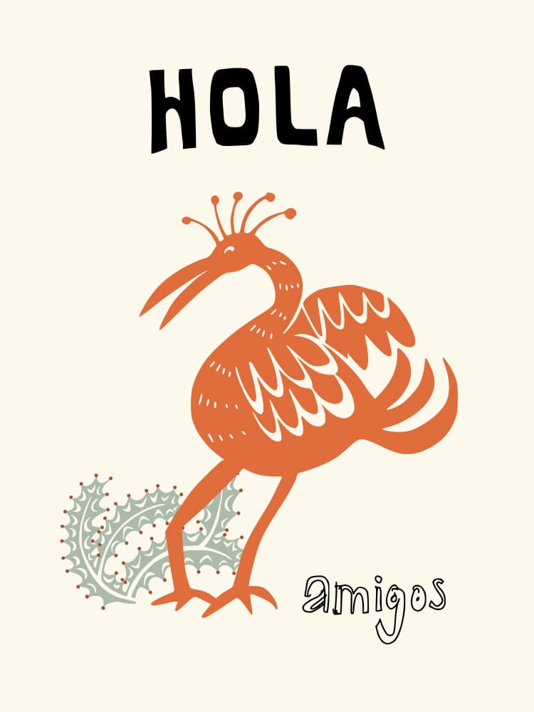Hola Amigos Bird by Annick — canvas wall art