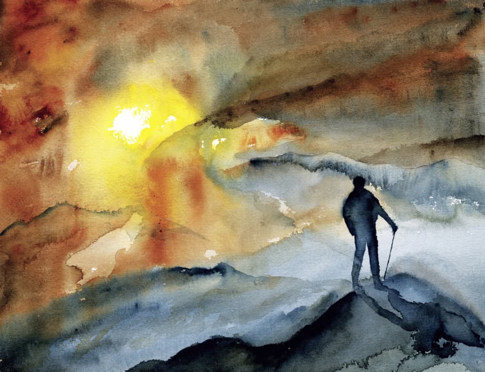 Hiker's Golden Summit by RodMacIver — canvas wall art