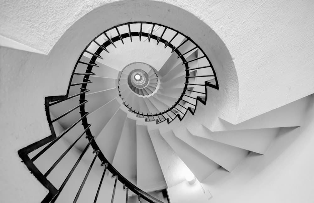 Winding Spiral Staircase by Tomoshi Hara — canvas wall art