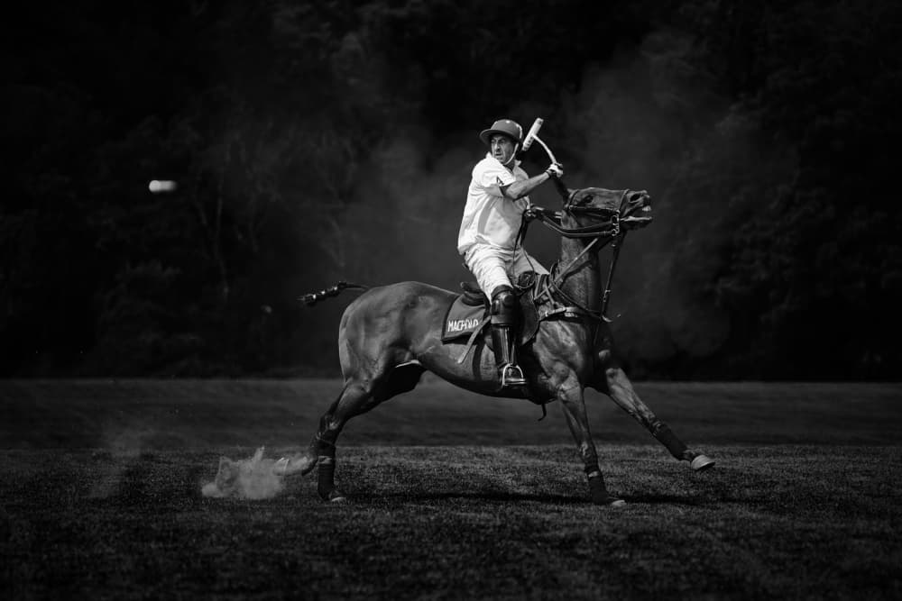 Polo Player Strike by Rob Li — canvas wall art