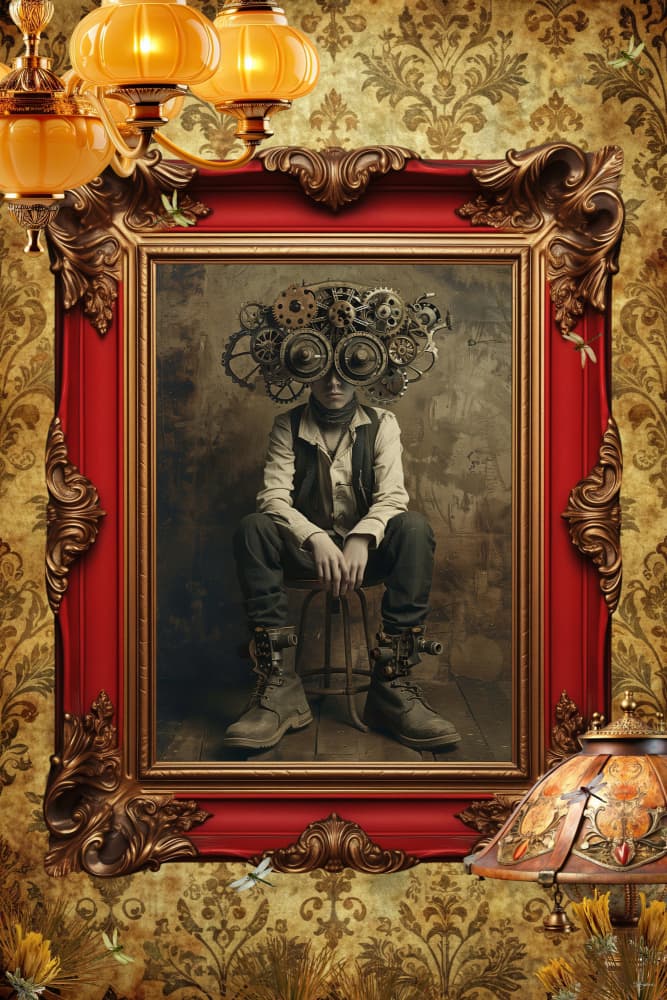 Steampunk Boy Portrait by Sue Skellern — canvas wall art