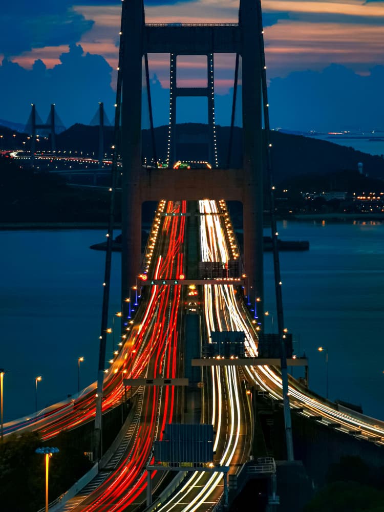 City Bridge Light Trails by Tong Ho Chung Howard — canvas wall art