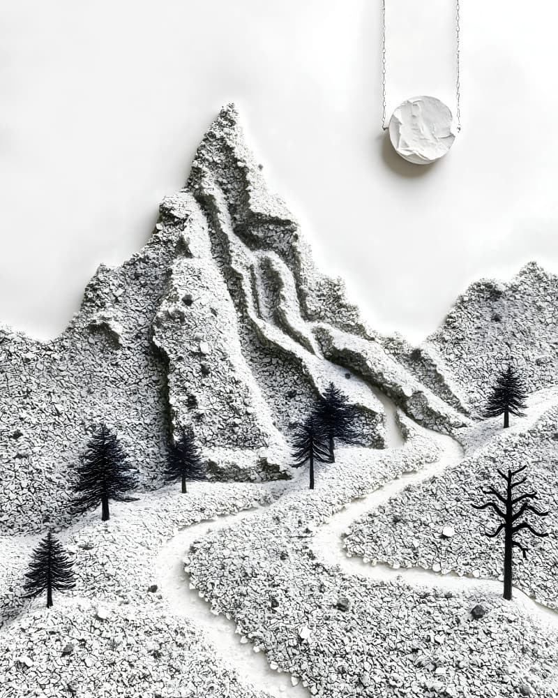 Winter Mountain Moon by Uma Gokhale — canvas wall art