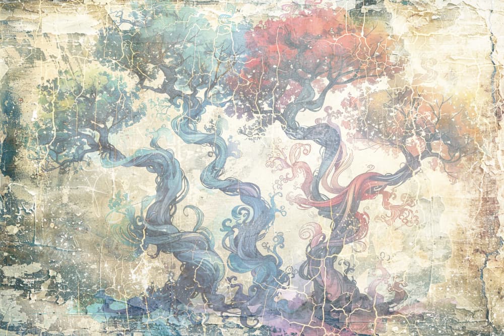 Vibrant Twisted Trees by Rafal Kulik — canvas wall art