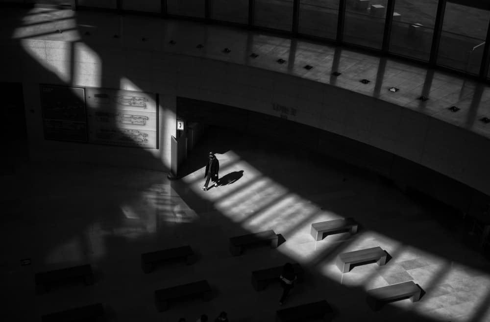 Lone Figure In Sunlight by Mi Young Choi — canvas wall art