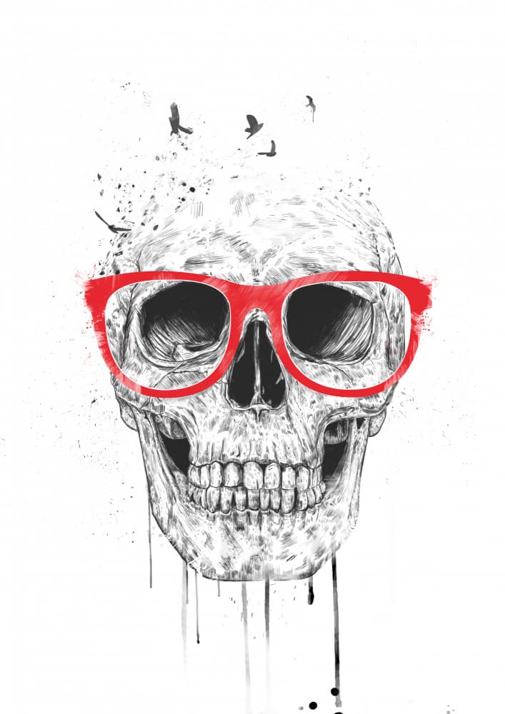 Red Glasses Skull by Balazs Solti — canvas wall art