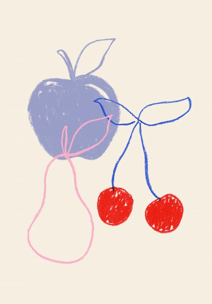 Playful Fruit Sketch by Studio JKN — canvas wall art